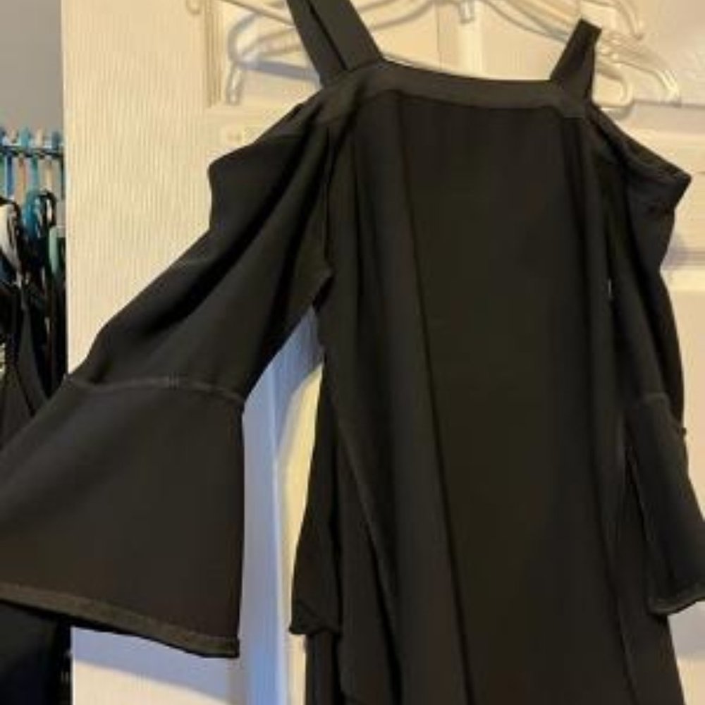 Black Dressy Dress - Cold Shoulder - Made In Italy - Size Medium